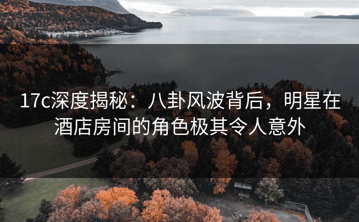 17c深度揭秘：八卦风波背后，明星在酒店房间的角色极其令人意外