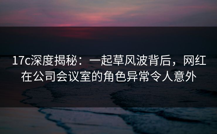 17c深度揭秘：一起草风波背后，网红在公司会议室的角色异常令人意外