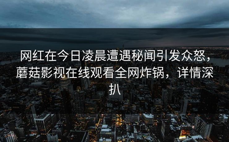 网红在今日凌晨遭遇秘闻引发众怒,蘑菇影视在线观看全网炸锅,详情深扒 网红在今日凌晨遭遇秘闻引发众怒,蘑菇影视在线观看全网炸锅,详情深扒