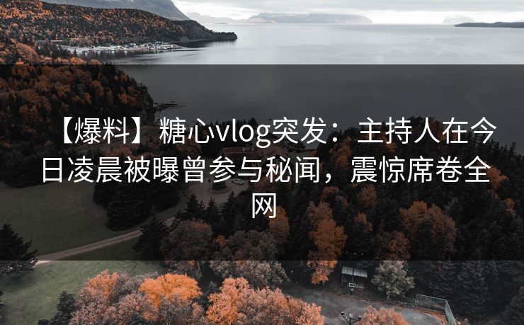 【爆料】糖心vlog突发：主持人在今日凌晨被曝曾参与秘闻，震惊席卷全网